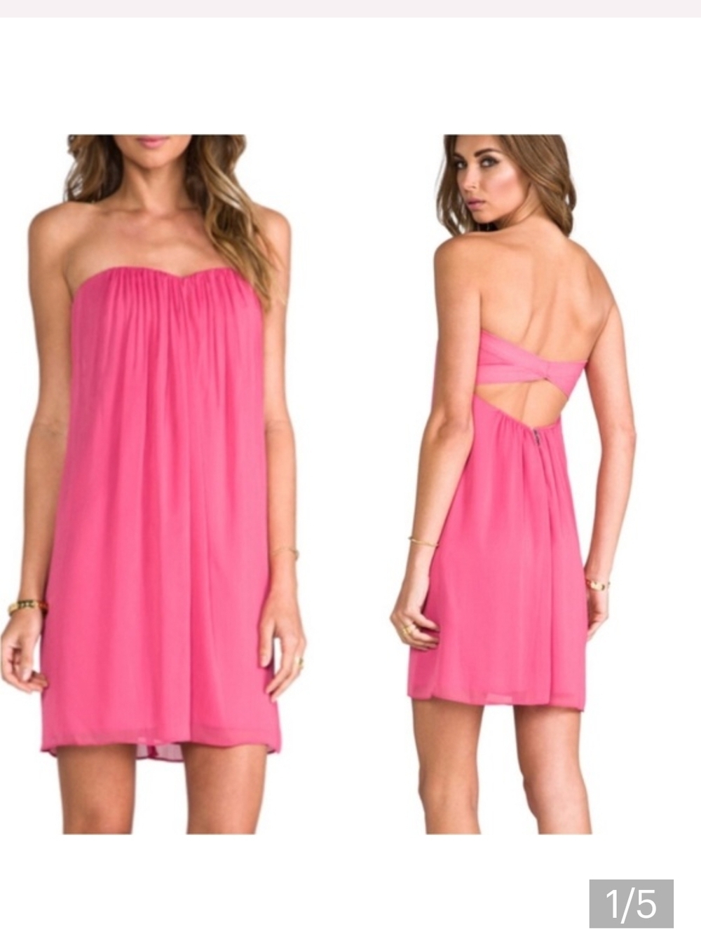 Alice + Olivia Strapless Jazz Center Hot Pink Back-Cutout Shift Dress